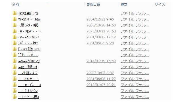 文字化けした訳のわからないフォルダ