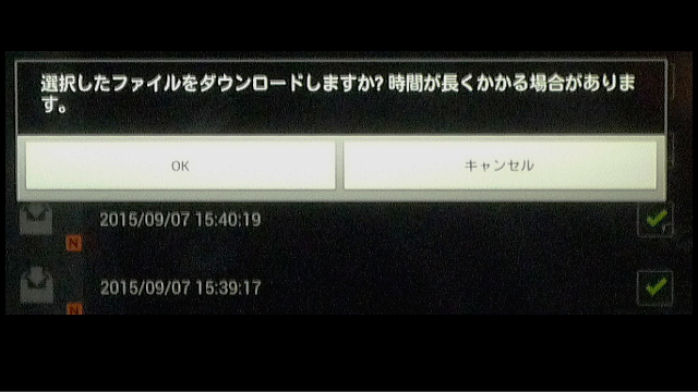 選択したファイルをダウンロードしますか？時間が長くかかる場合があります。