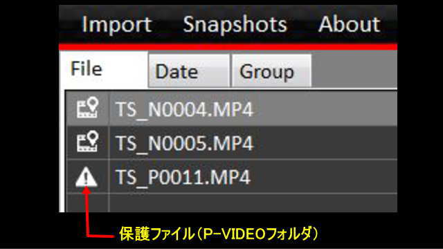 P-VIDEO（保護ファイル）とN-VIDEO（通常ファイル）の識別マーク